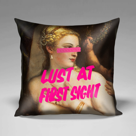 "LUST AT FIRST SIGHT' HANDMADE FEATHER  CUSHION -MEXICO
