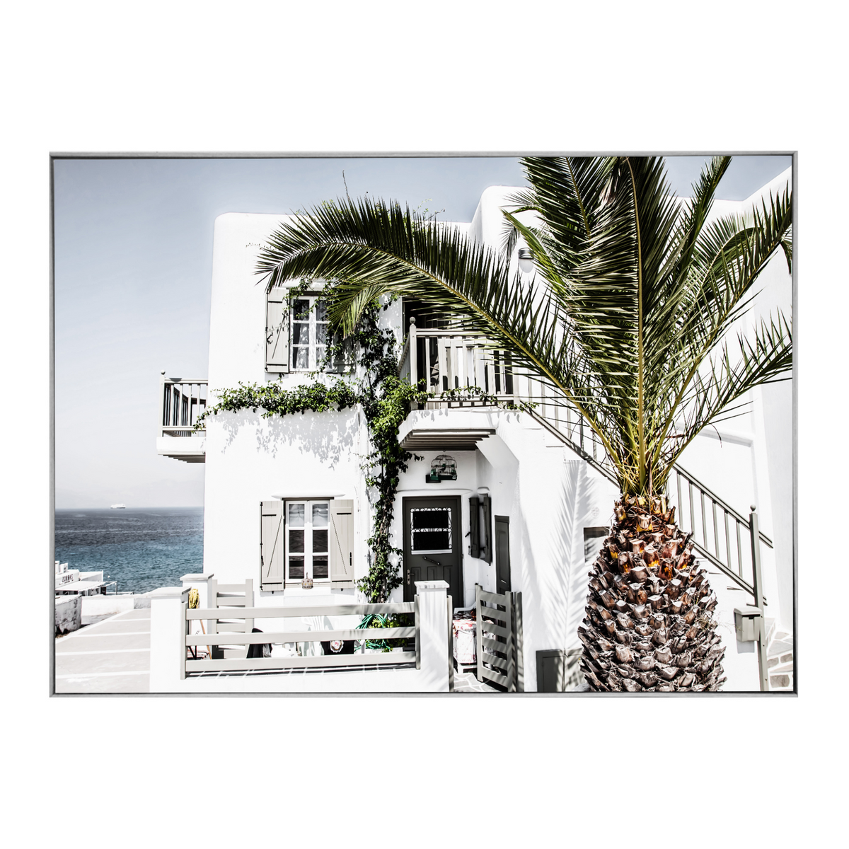 MEDITERRANEAN HOLIDAY BY THE OCEAN - FRAMED CANVAS