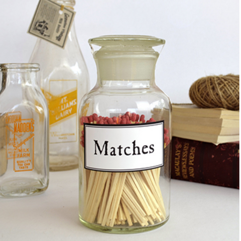 APOTHECARY JAR OF MATCHES - CLEAR