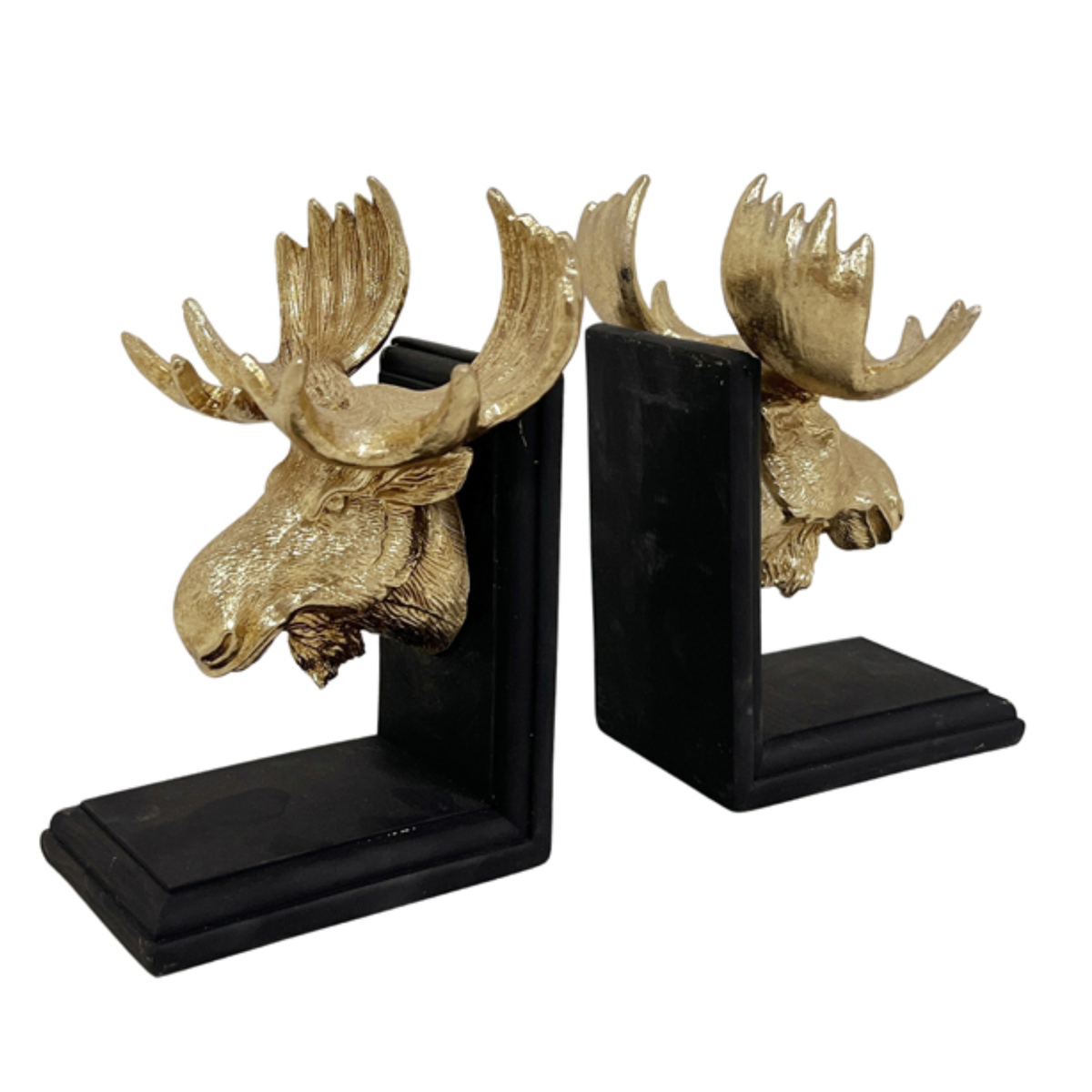 ABNER BLACK GOLD MOOSE BOOKENDS