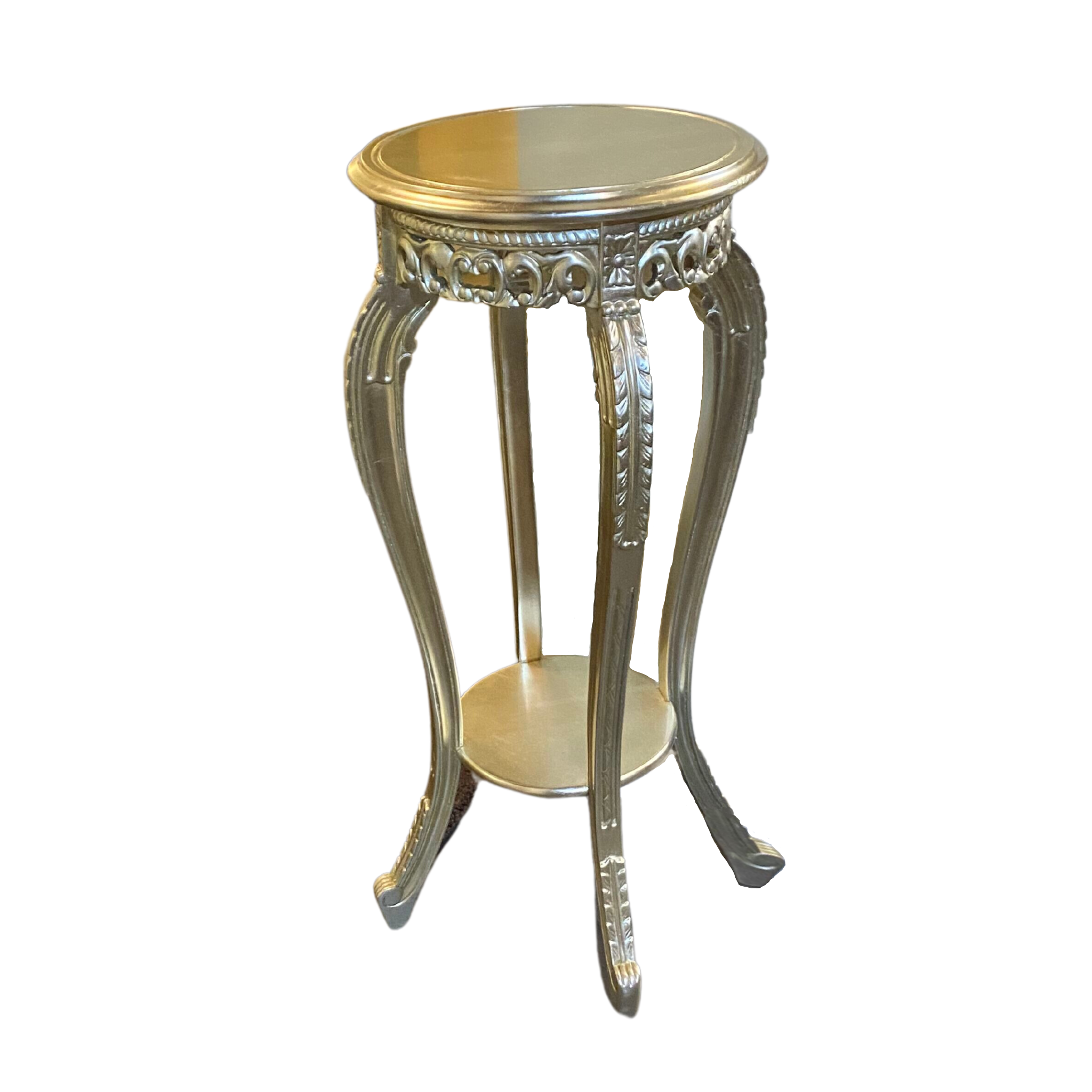 MANHATTAN AVENUE GOLD SILVER LEAF PEDESTAL TABLE