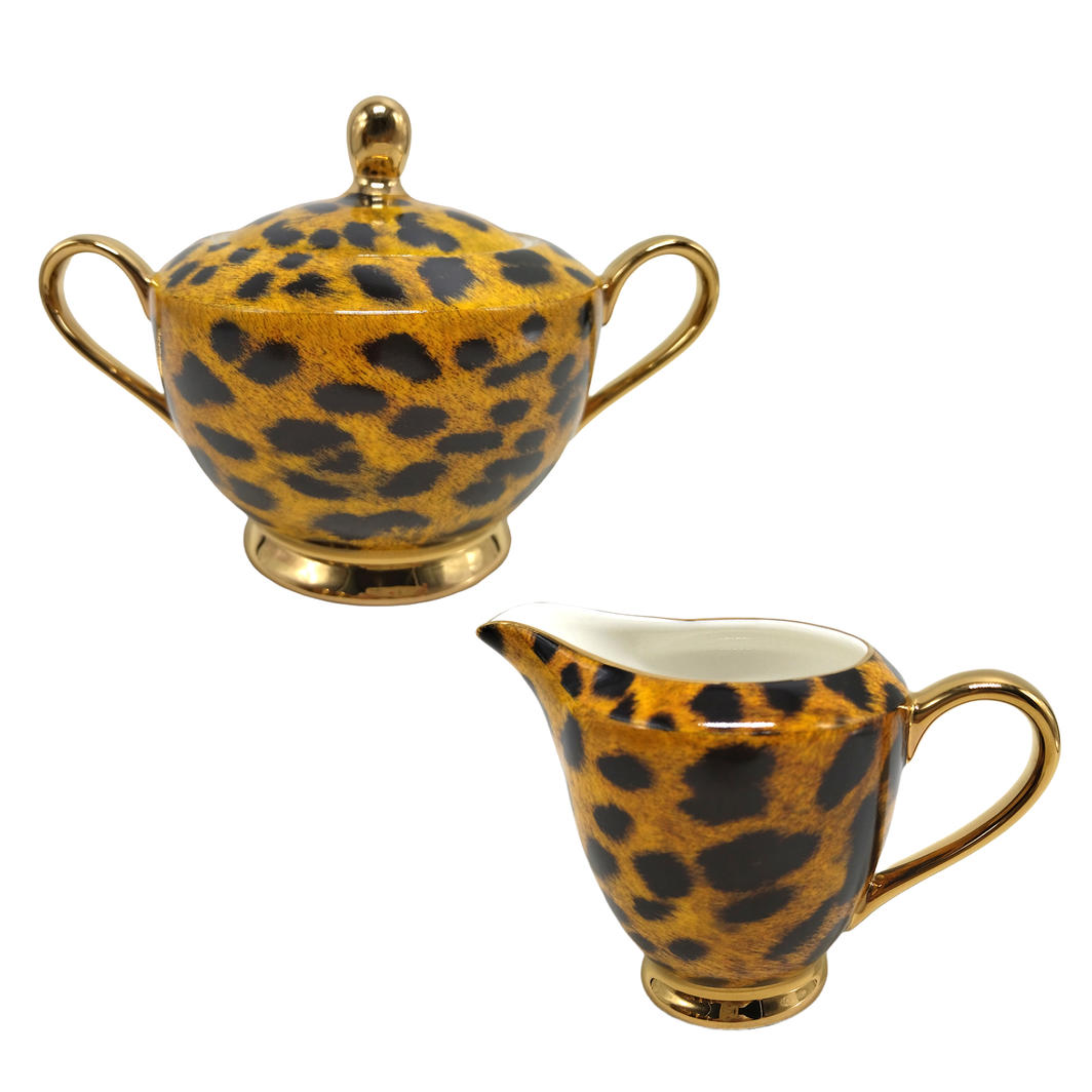 SUGAR AND CREAMER SET - LEOPARD PRINT