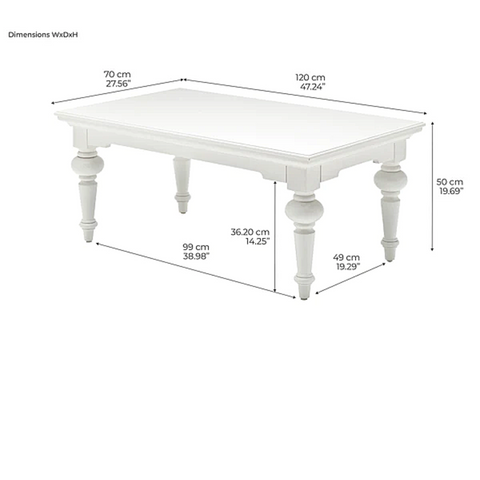 PROVENCE MAHOGANY COFFEE TABLE - WHITE*