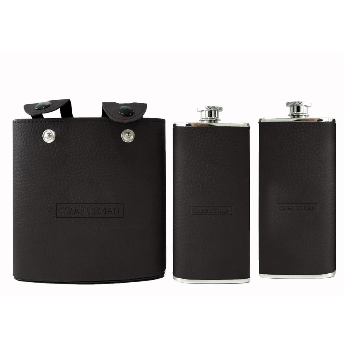 DOUBLE HIP FLASK - BLACK AND SILVER