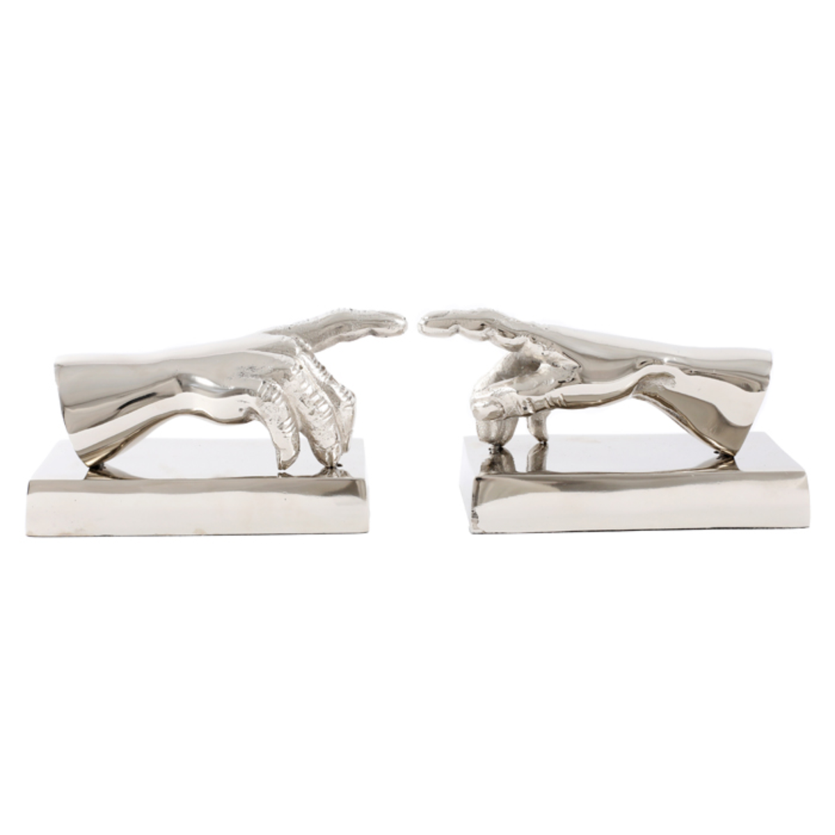 HARTLEY SILVER NICKEL POINT HANDS BOOKENDS