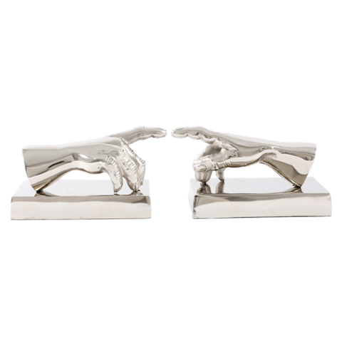 HARTLEY SILVER NICKEL POINT HANDS BOOKENDS