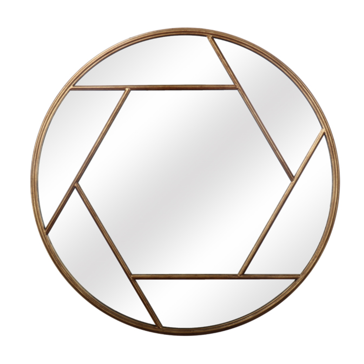 LARA METAL WALL MIRROR GOLD SEGMENT ROUND