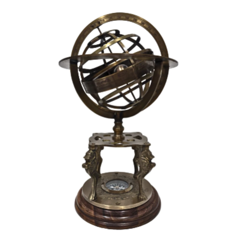 BRASS ARMILLARY SPHERE WITH COMPASS