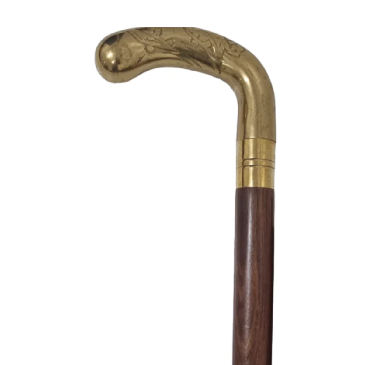 WALKING CANE - CURVED BRASS HANDLE