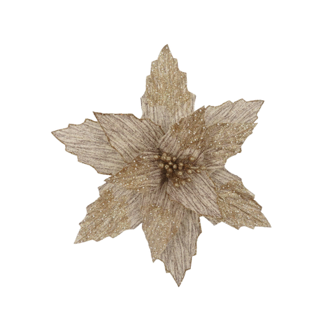 FABRIC CLIP POINSETTIA NATURAL SHARP EDGE