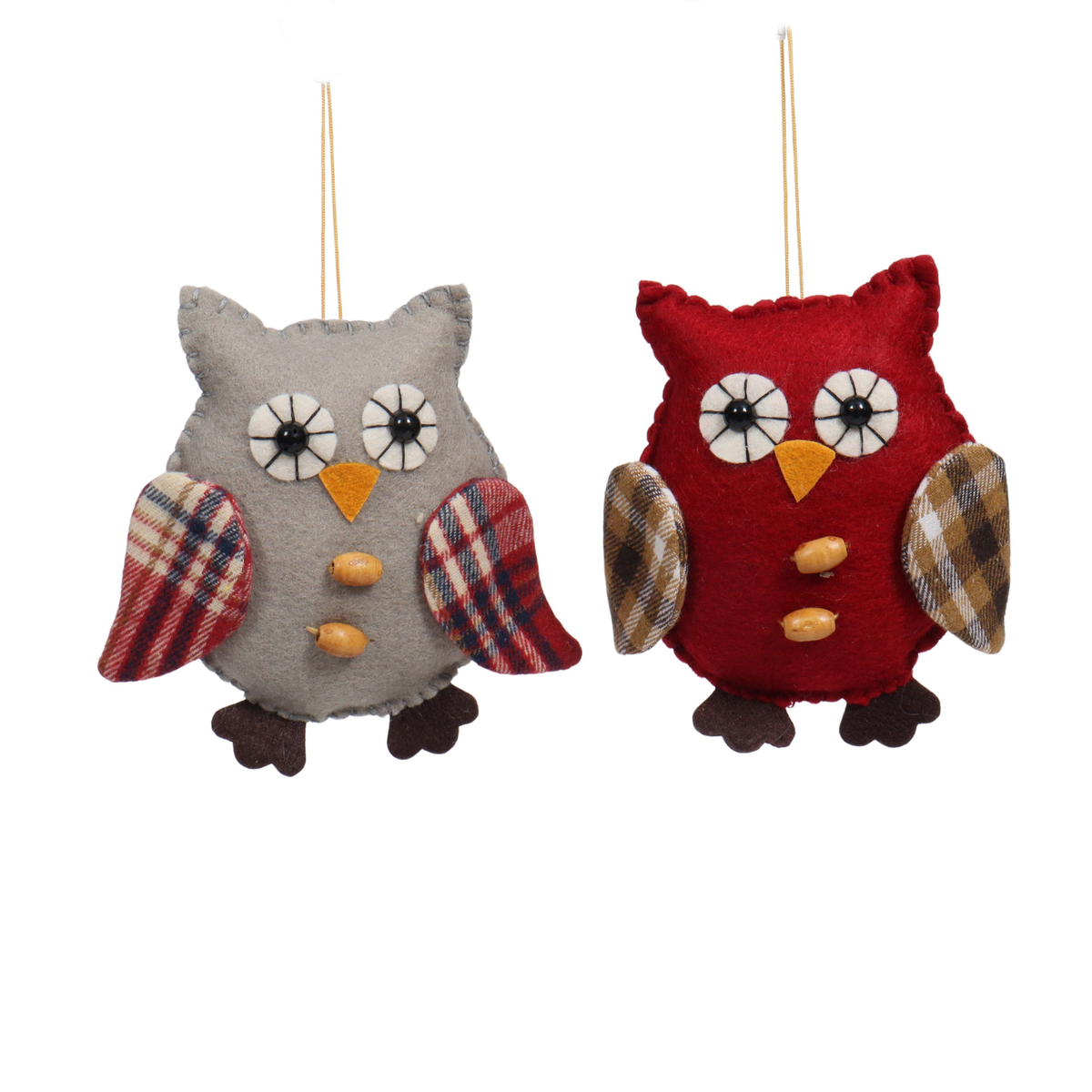 HANGING FABRIC RED OR FAWN CREAM OWL