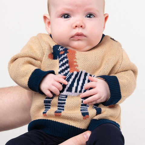 ZEBRA JUMPER 0-6 MTHS -  INDIGO CARAMEL