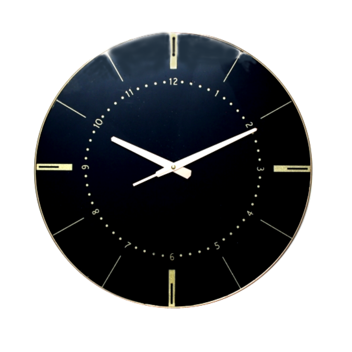 WALL CLOCK BLACK MIRRORED STYLE - CHAMPAGNE GOLD DIALS