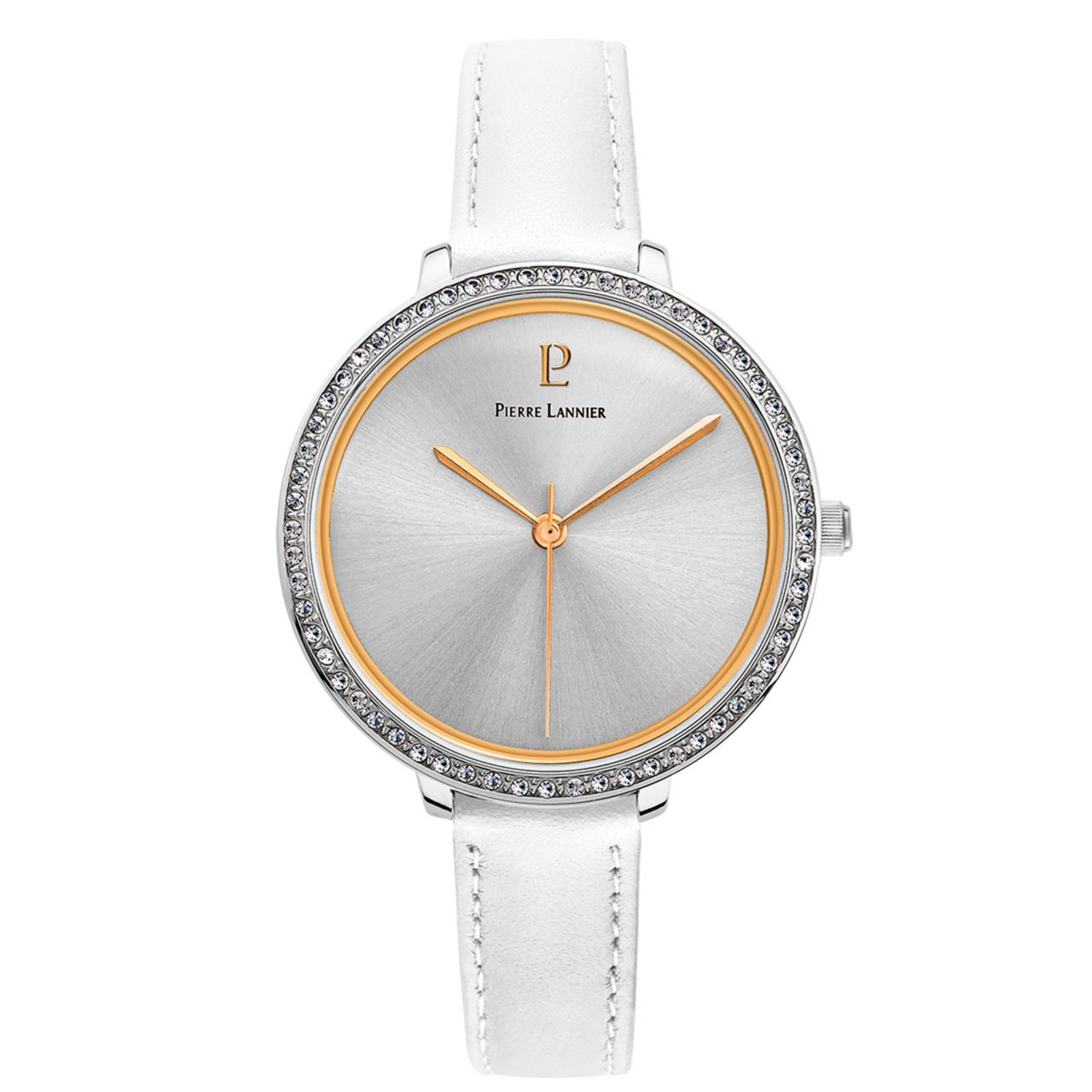 PIERRE LANNIER FRANCE COUTURE GOLD SILVER/WHITE LEATHER