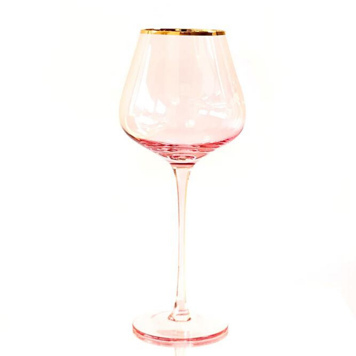 CRYSTAL RED WINE GLASSES (BOX 4) -  PINK GOLD TRIM