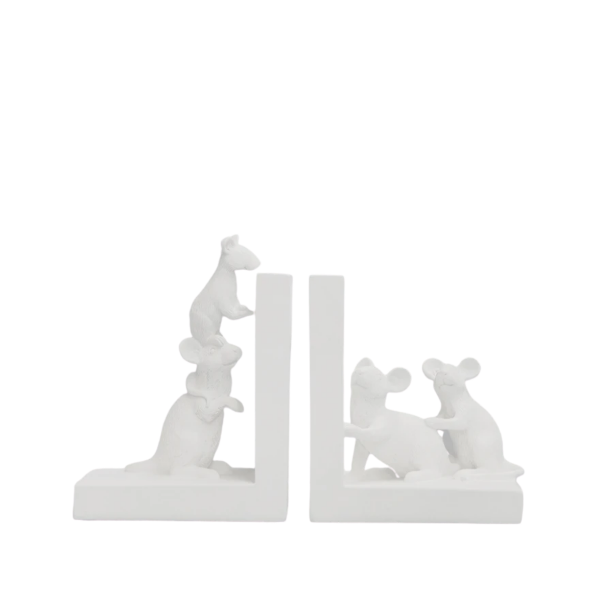 MOUSE BOOKENDS - WHITE