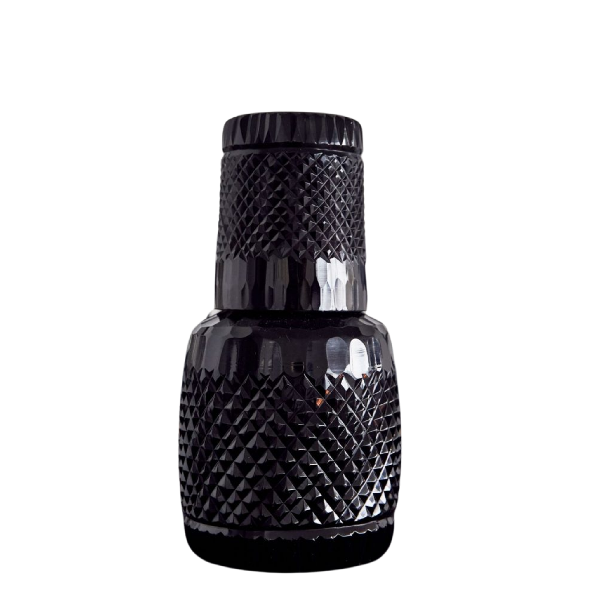 MOUTH BLOWN DIAMOND CUT WATER CARAFE - BLACK