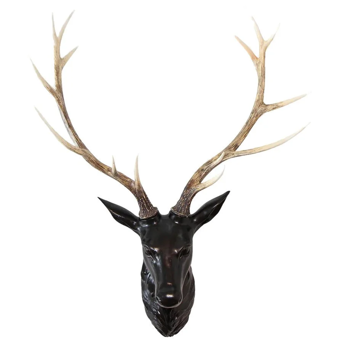 LARGE WALL MOUNTED STAG HEAD - BLACK & NATURAL